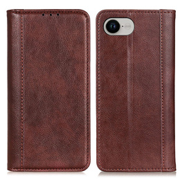 Etui do Iphone 16E, Wallet Litchi Leather, brązowe