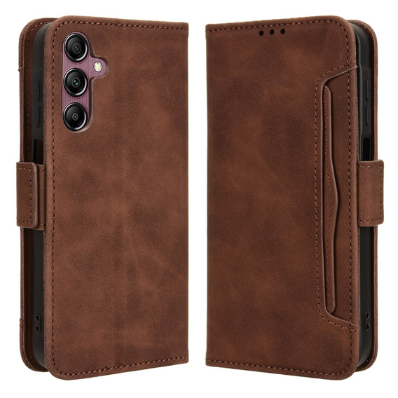 Etui z klapką do Samsung Galaxy A15 4G / 5G, Card Slot, brązowe