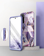 Etui do Samsung Galaxy S22, Suritch Full Body Marble, fioletowe