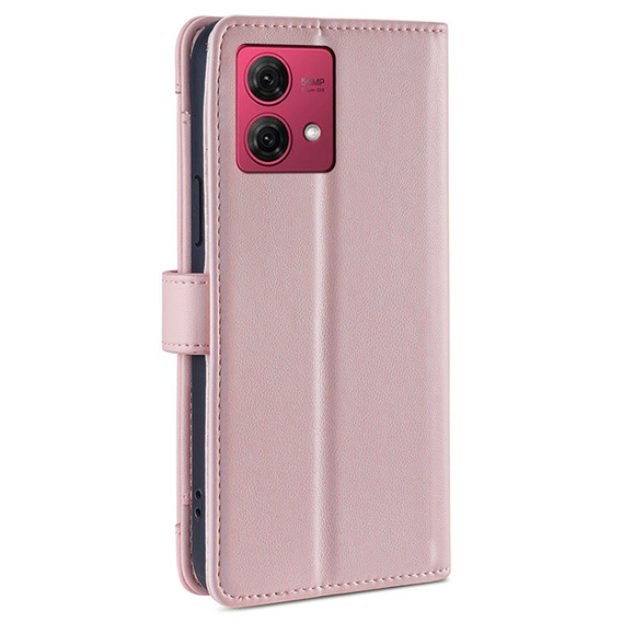 Etui z klapką do Motorola Moto G84 5G, Wallet Zipper Pocket, różowe