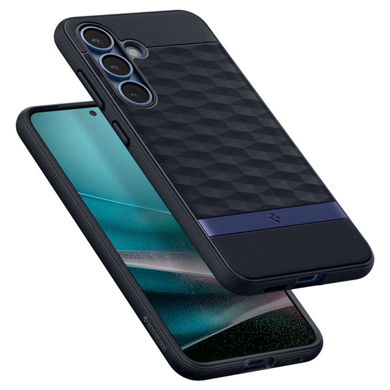 Etui Spigen do Samsung Galaxy S25+ Plus, Parallax Mag, do MagSafe, granatowe + Szkło Hartowane 9H