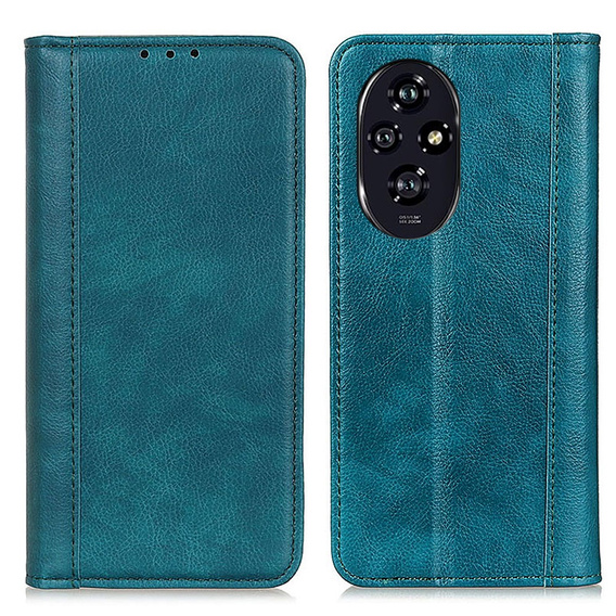 Etui z klapką do Honor 200 Pro 5G – zielone, z kieszonkami, skórzane