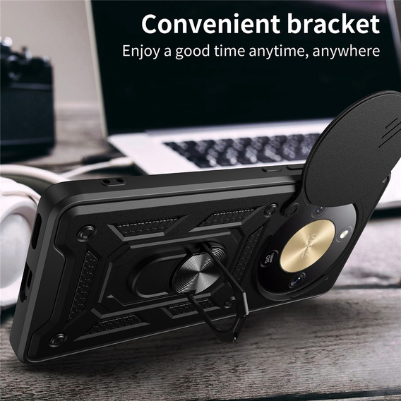 Etui pancerne do Honor Magic 8 Lite, CamShield Slide, czarne