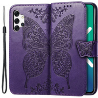 Etui z klapką do Samsung Galaxy A13 4G, Butterfly, fioletowe