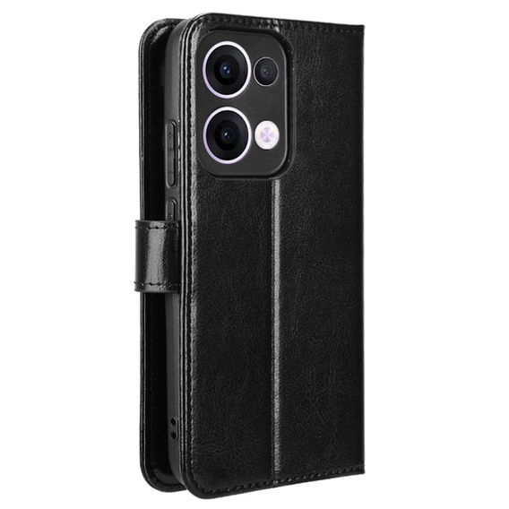 Etui z klapką do Oppo Reno 13, Crazy Horse Wallet, czarne
