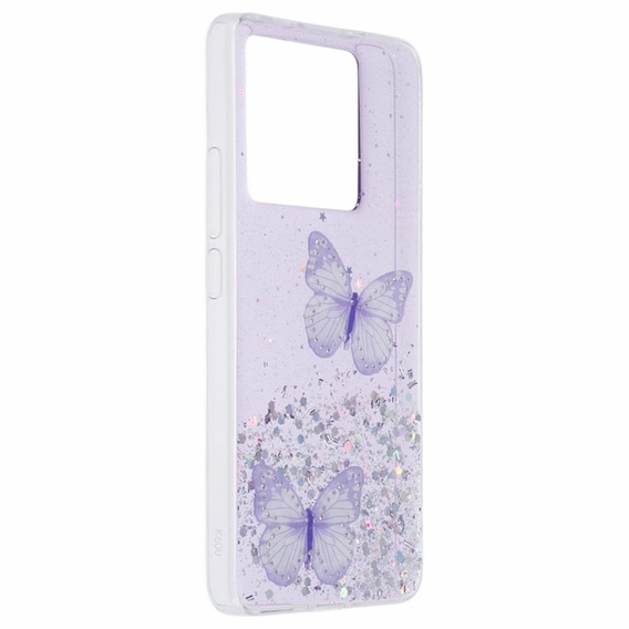 Etui do Xiaomi 13T / 13T Pro, Glitter Butterfly, fioletowe