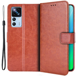Etui z klapką do Xiaomi 12T / 12T Pro, Crazy Horse Wallet, brązowe