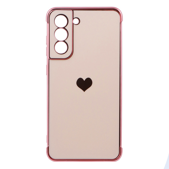 Etui do Samsung Galaxy S21 FE, Electro heart, różowe rose gold