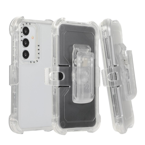 Pancerne Etui do Samsung Galaxy S24, Belt Clip, z klipsem, przezroczyste