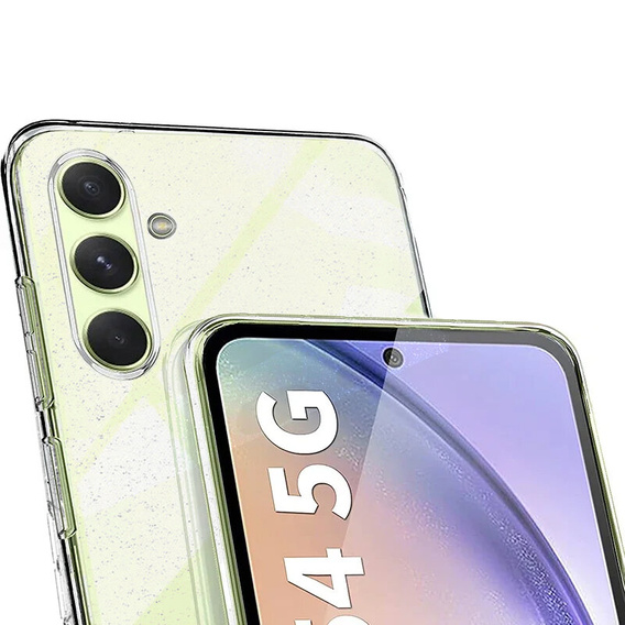 Etui do Samsung Galaxy A15 4G / 5G, Silicone Brokat, przezroczyste + Szkło 9H