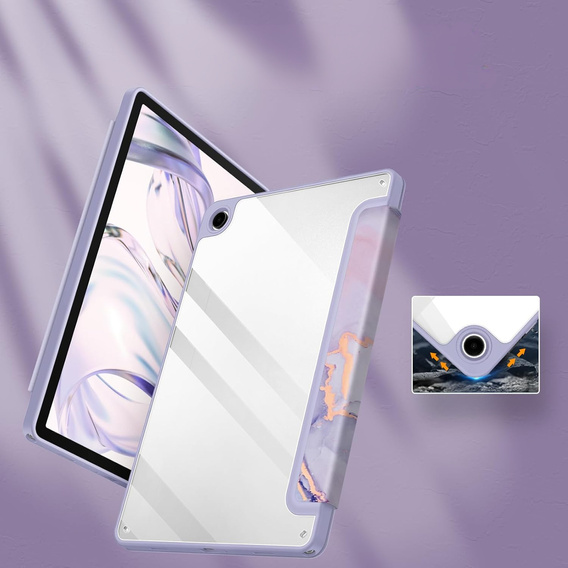 Stylowe etui do Samsung Galaxy Tab A9+ – Smartcase Hybrid Marble fioletowe