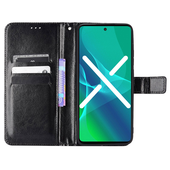 Etui z klapką do Oppo Reno7 4G, Crazy Horse Wallet, czarne