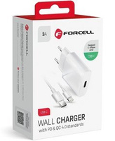 Forcell Ładowarka Sieciowa 20W PD/QC4.0 + Kabel Type-C - Lightning, White