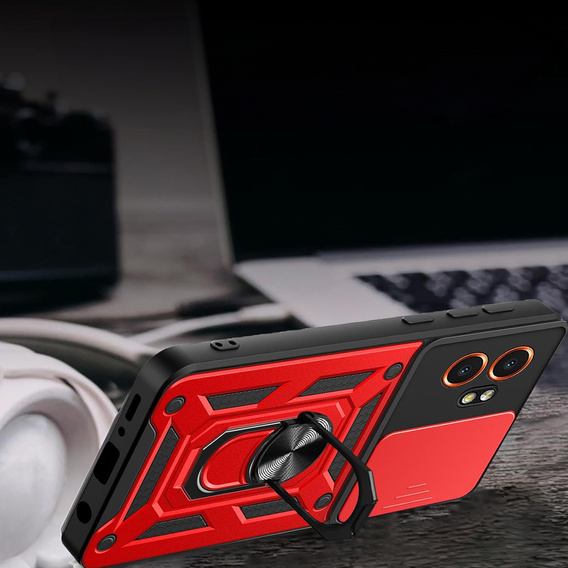 Etui z podstawką i przesłoną aparatu do Samsung Galaxy Xcover 7 Pro – czerwone, pancerne, z ochroną kamery