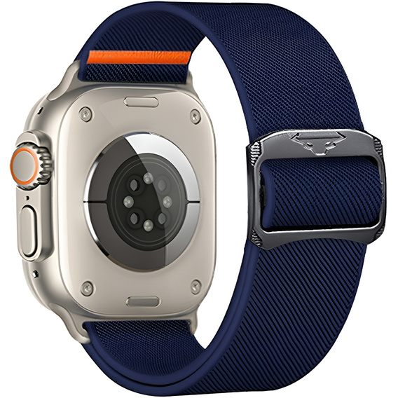Pasek Nylonowy do Apple Watch 1/2/3/4/5/6/7/8/9/10/11/SE Ultra 1/2/3 42/44/45/46/49mm, elastyczny, Granatowy