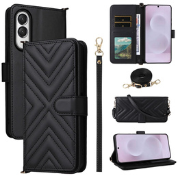 Etui z klapką do Samsung Galaxy S25 Edge, Crossbody Wallet, czarne
