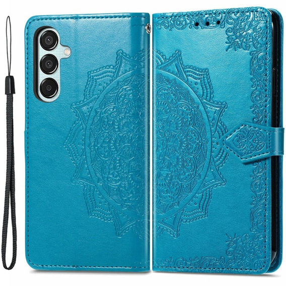 Etui z klapką do Samsung Galaxy M15 5G, Mandala, niebieskie