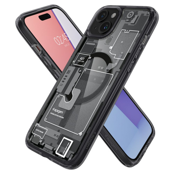Etui z MagSafe Spigen do iPhone 15 Plus, Ultra Hybrid, Zero One, Czarne