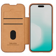 Etui z klapką NILLKIN do iPhone 17 Pro, CamShield Qin Pro, skórzane, brązowe