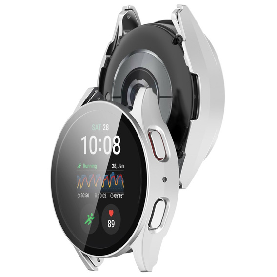 2w1 Etui + Szkło Hartowane do Samsung Galaxy Watch 7 44mm, Srebrne