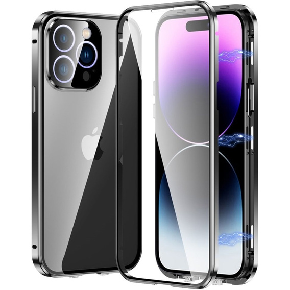 Etui do iPhone 15 Pro, Magnetic Dual Glass, czarne