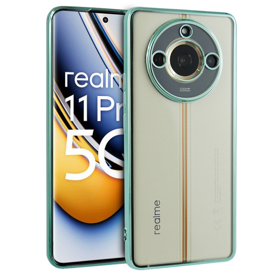 Etui do Realme 11 Pro 5G / Pro+ 5G, Electroplating Frame, przezroczyste / zielone