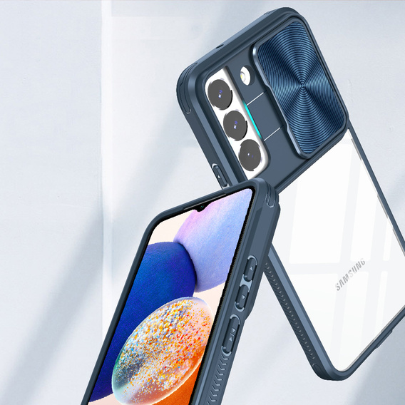 Etui do Samsung Galaxy A14 4G/5G, Slide Camera, niebieskie