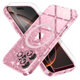 Etui do iPhone 16 Pro Max, ERBORD Glitter MagSafe, różowe + Szkło na ekran