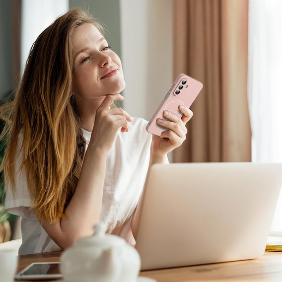 Etui do Samsung Galaxy A17 5G, do MagSafe, silikonowe, różowe