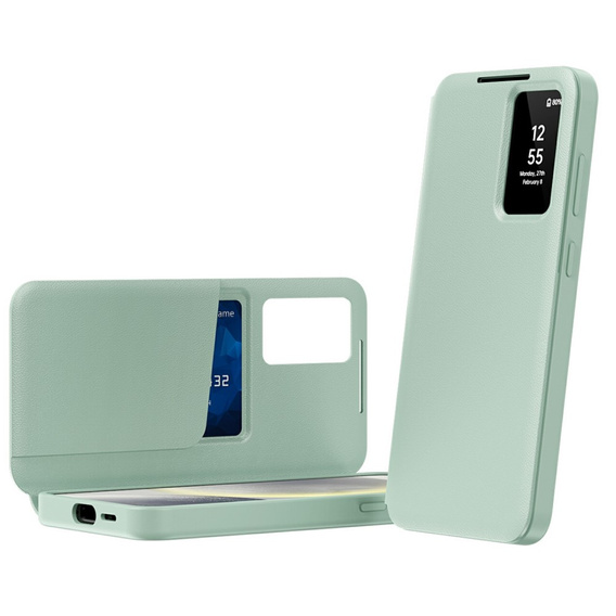Etui do Samsung Galaxy S25 Edge – Smart View z kieszenią na kartę, zielone