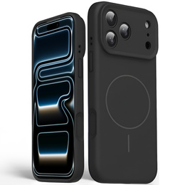 Etui silikonowe do iPhone 17 Pro Max - kompatybilne z MagSafe, antywstrząsowe, czarne