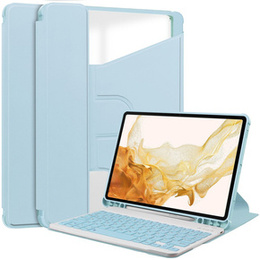 Etui z klawiaturą do Samsung Galaxy Tab S9+, Rotary 360° Leather, jasnoniebieskie