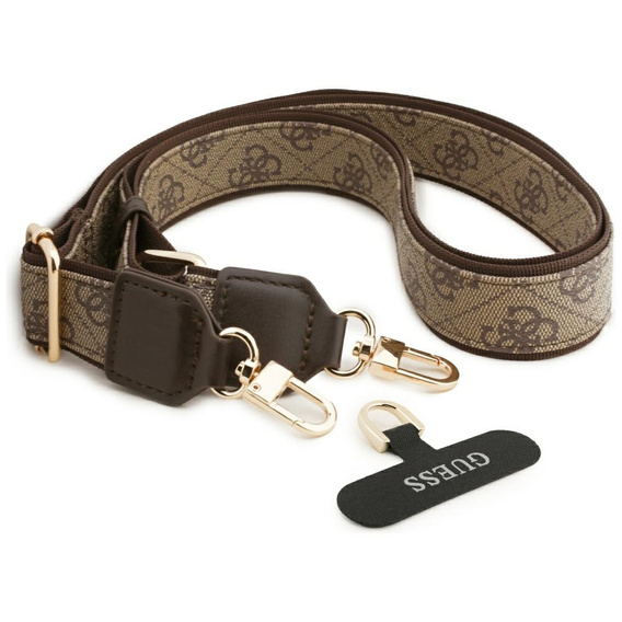 Etui GUESS do iPhone 17, 4G Strass Logo, do MagSafe, z paskiem, brązowe