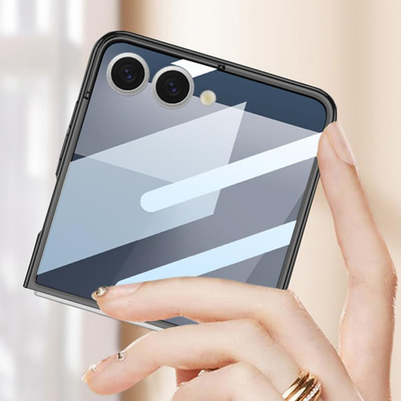 Etui ze szkłem do Samsung Galaxy Z Flip7 5G, PC Case, Czarne