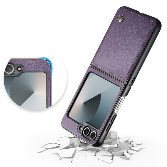 Etui do Samsung Galaxy Z Flip7, CASEME Litchi Leather, fioletowe