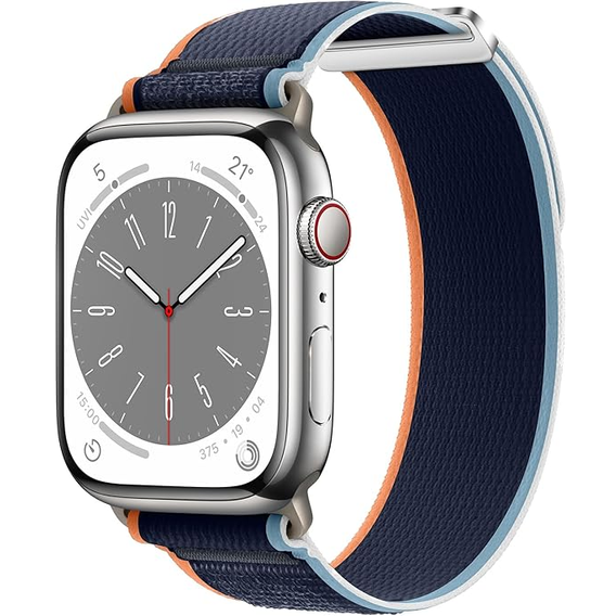 Pasek Nylonowy do Apple Watch 1/2/3/4/5/6/7/8/9/10/11/SE Ultra 1/2/3 42/44/45/46/49mm, Granatowy/Pomarańczowy