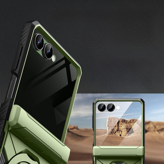 Etui do Samsung Galaxy Z Flip 7, Tongate MECH Magsafe, zielone