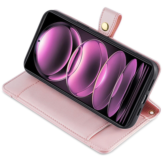 Etui z klapką do Xiaomi 13T / 13T Pro, Wallet Zipper Pocket, różowe