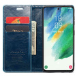 Etui z klapką CASEME do Samsung Galaxy S21 FE, Waxy Textured, niebieskie