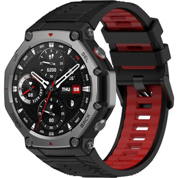 Pasek Silikonowy do Amazfit T-Rex 3, Czarny / Czerwony