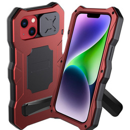 Etui pancerne do iPhone 14, Metal Kickstand, czerwone