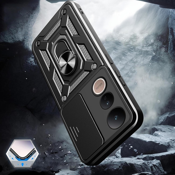 Etui pancerne do Vivo V50 Lite 4G / 5G, CamShield Slide, czarne