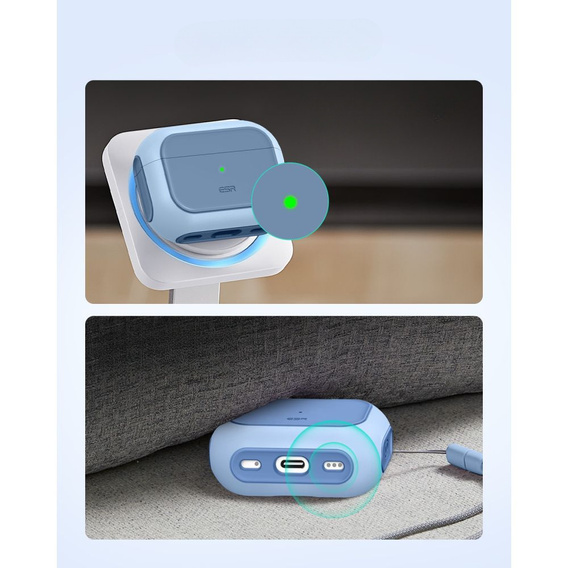 ESR Etui na słuchawki Airpods Pro 3, Orbit Halolock MagSafe, powder blue