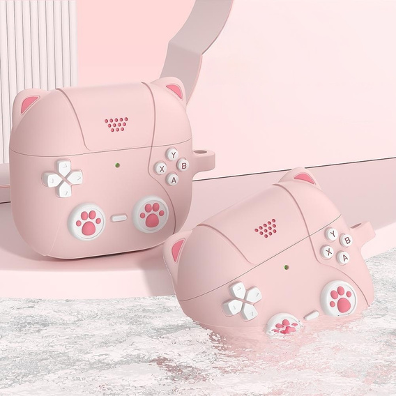 Etui pancerne na Słuchawki Apple Airpods 4, Konsola Kot, różowe