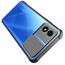 Etui do Vivo Y01, z ochroną aparatu CamShield, przezroczyste z czarną ramką