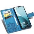 Etui z klapką do Oppo Reno 14, z wytłoczonym wzorem motyla, niebieskie