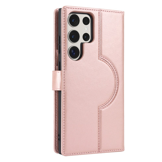 Etui z klapką do Samsung Galaxy S23 Ultra, Wallet, do MagSafe, różowe rose gold