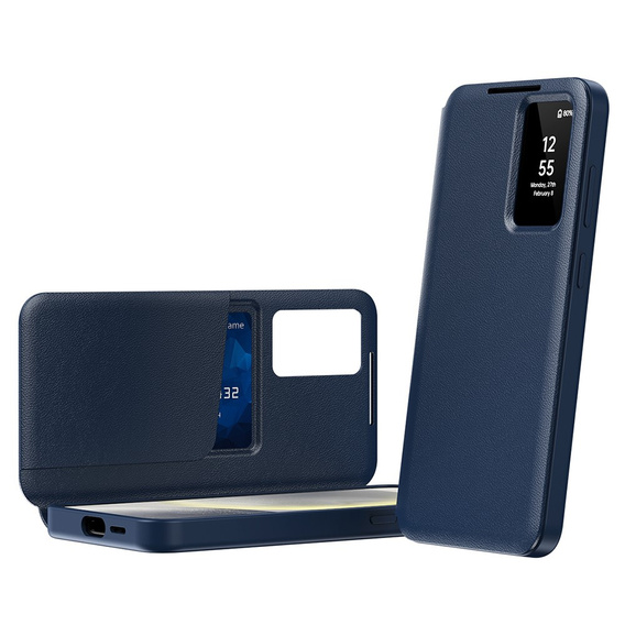 Etui z klapką do Samsung Galaxy S23 FE, Smart View Wallet, granatowe
