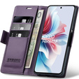 Etui do Oppo Reno 11F, ERBORD Glossy Litchi, portfel z klapką, fioletowe