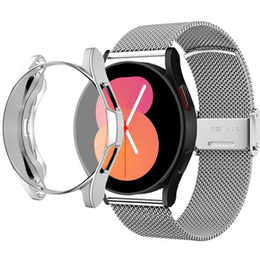 Bransoleta + Etui z Osłoną na Ekran do Samsung Galaxy Watch 5 40mm, Srebrny